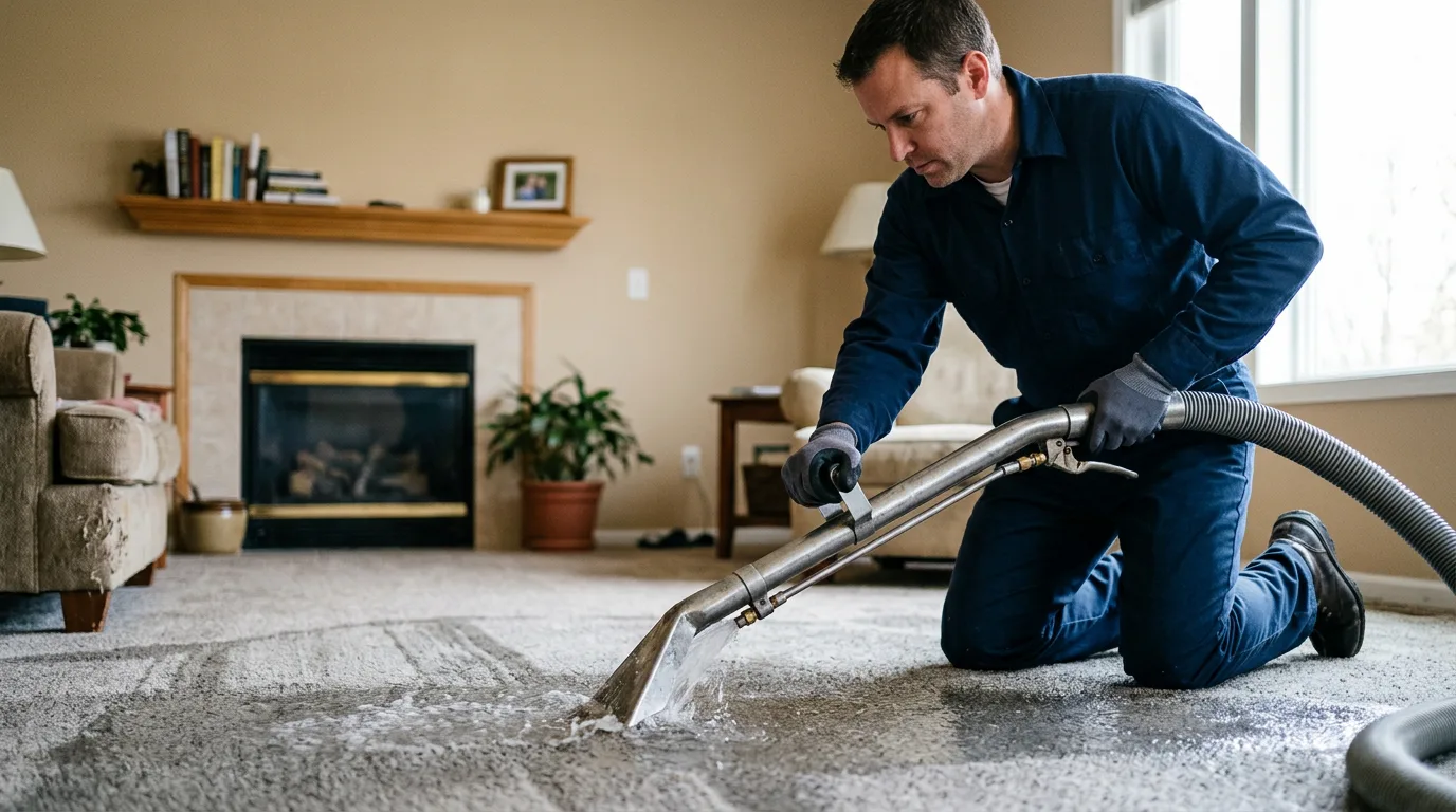 Water damage restoration technician working near Manitou Beach, MI